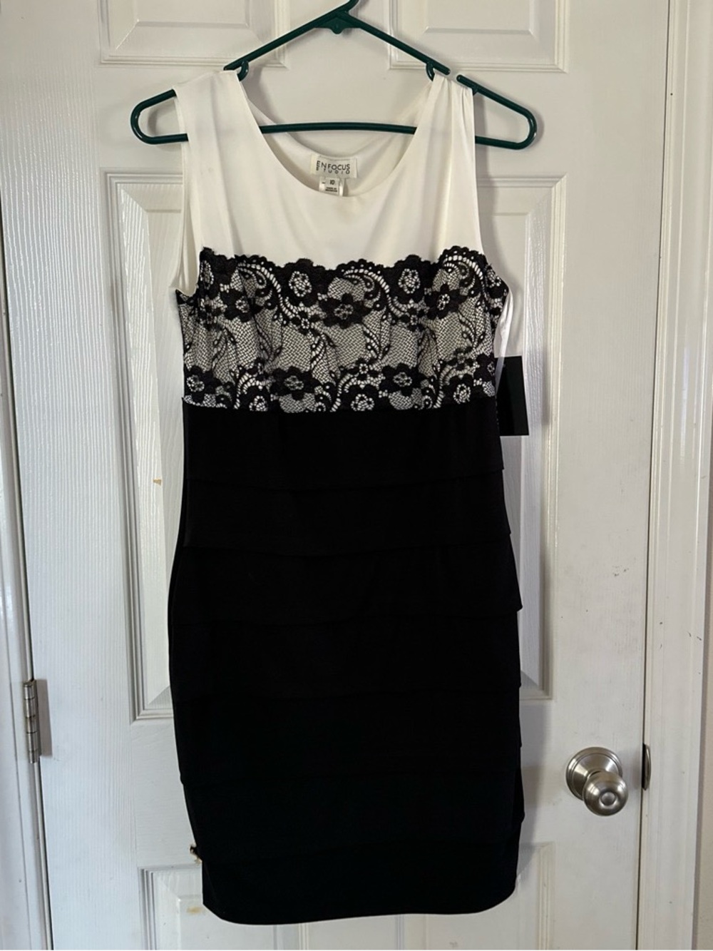 Enfocus Studio Black and White Lace Sheath Dress